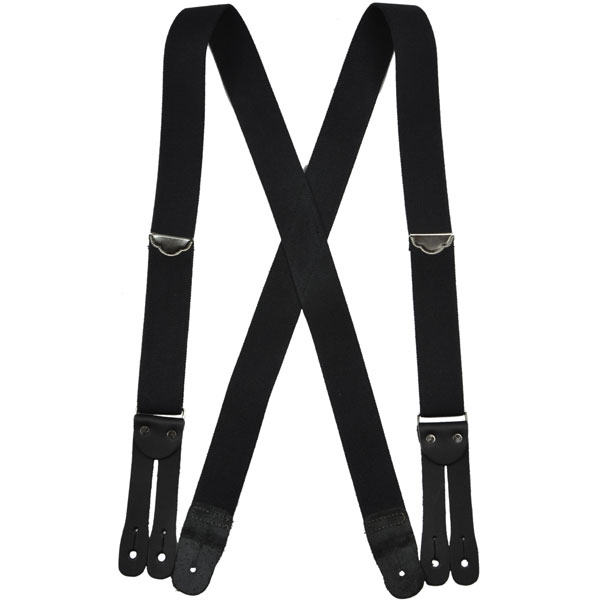 Black Welch Suspenders, Flat Leather Ends