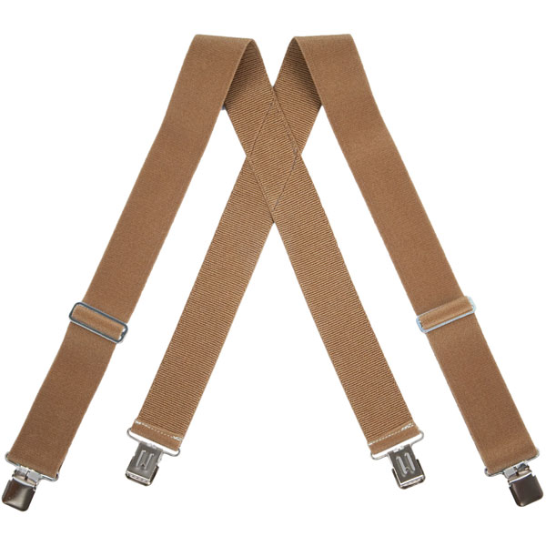 Tan HopSack Suspenders, Clip Ends