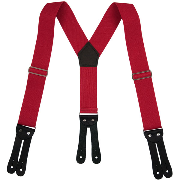 'Y' Back HopSack Suspenders by Welch, Red