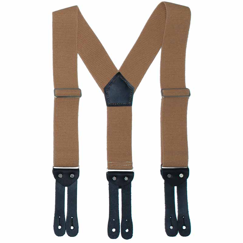 'Y' Back HopSack Suspenders by Welch, Tan