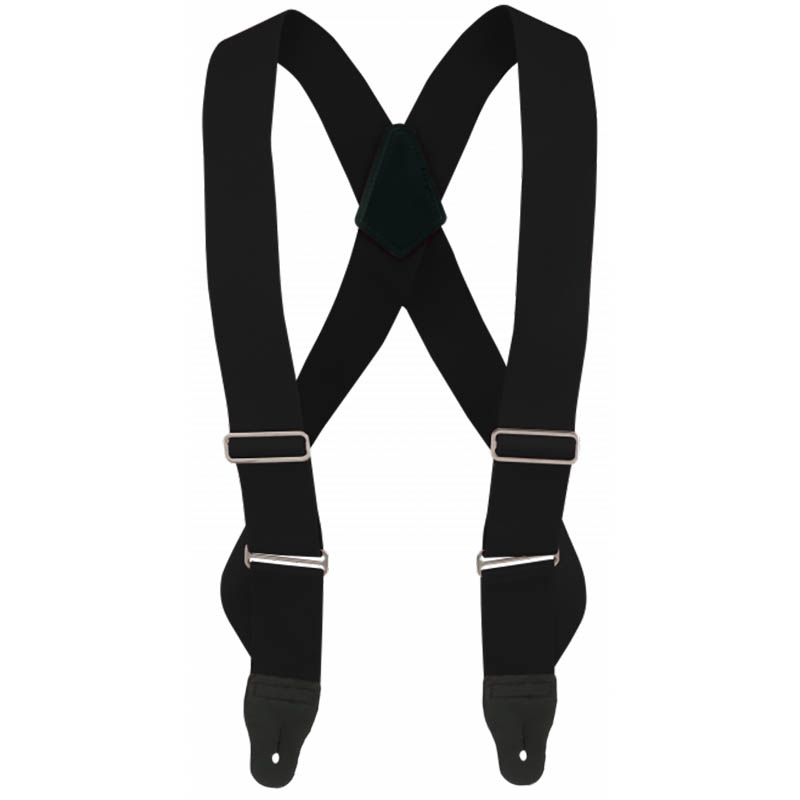 Trucker Suspenders, Leather Ends, Black