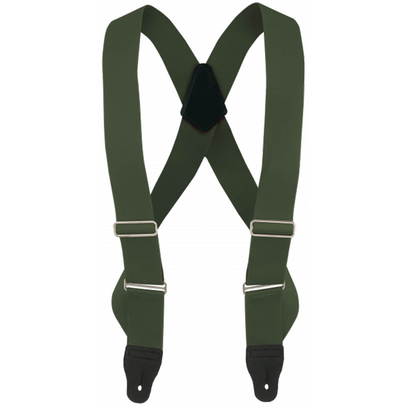 Trucker Suspenders, Leather Ends, Green