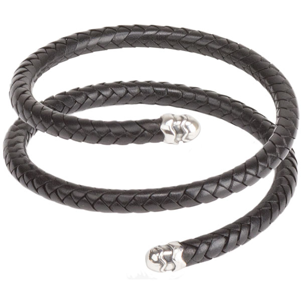 Leather Spiral Cuff Bracelet, Black