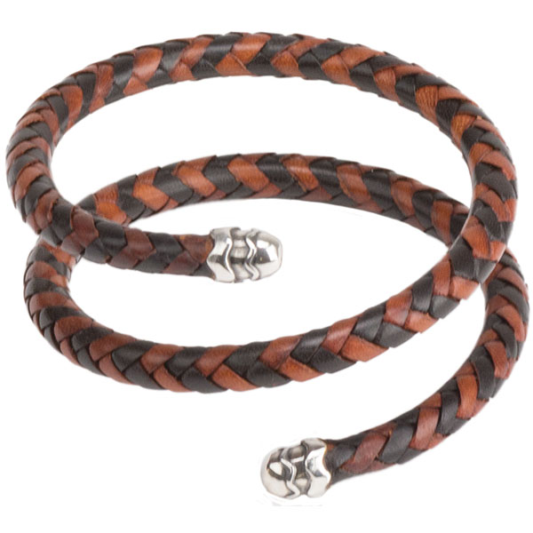 Leather Spiral Cuff Bracelet, Multi-Brown