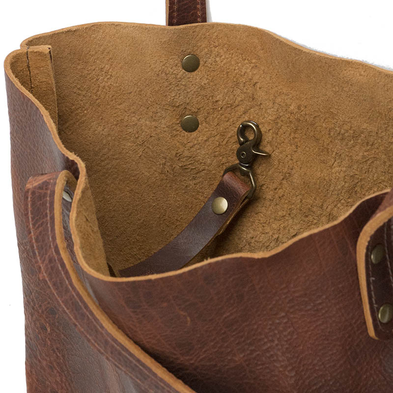 A key fob is attached to the inside of the Fore Street Tote Bag