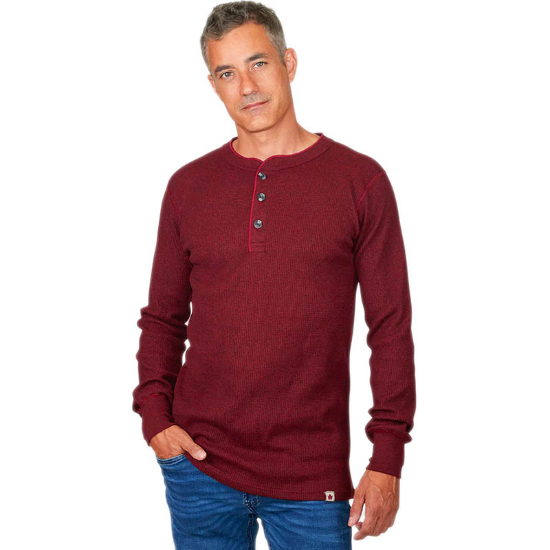 Mock Twist Waffle Henley, Carmine