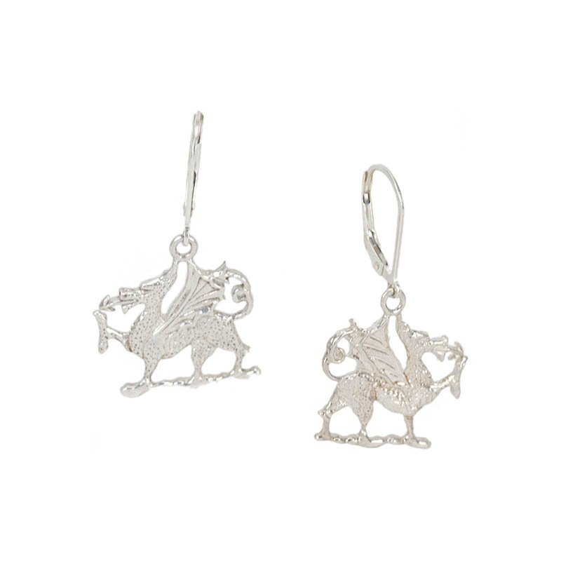 Welsh Dragon Earrings, Sterling Silver