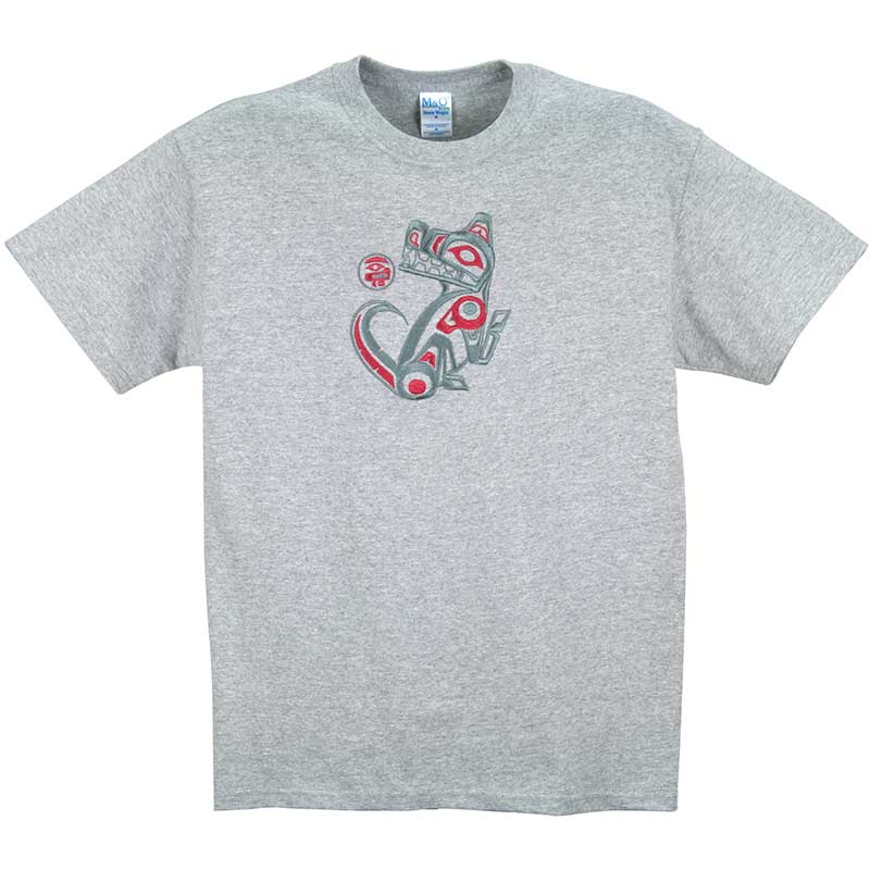 Wolf Embroidered T-Shirt, Gray
