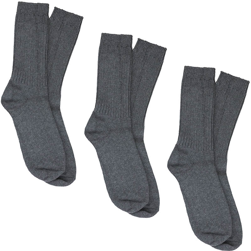 3 Pair Cotton Weekender Socks, Charcoal