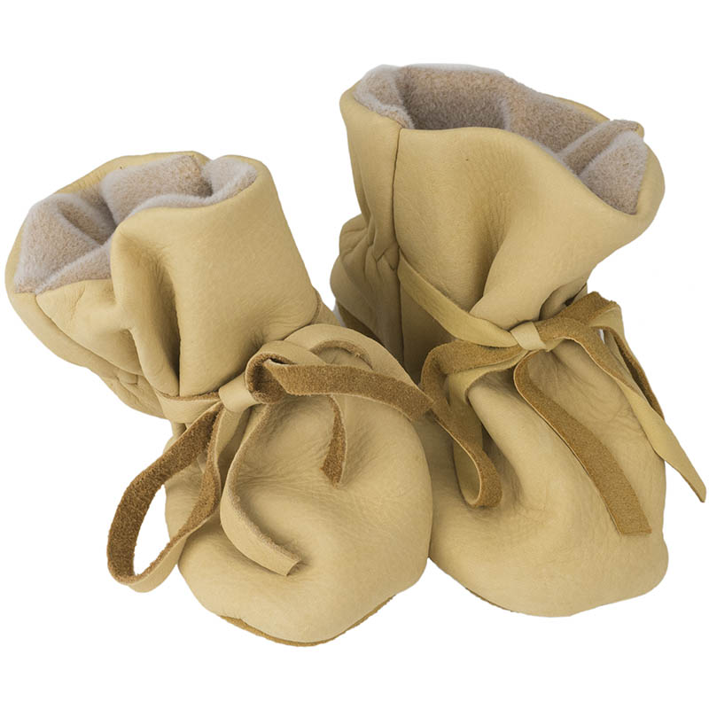 Baby Moccasins, Natural Deerskin with Tan Vellux Lining