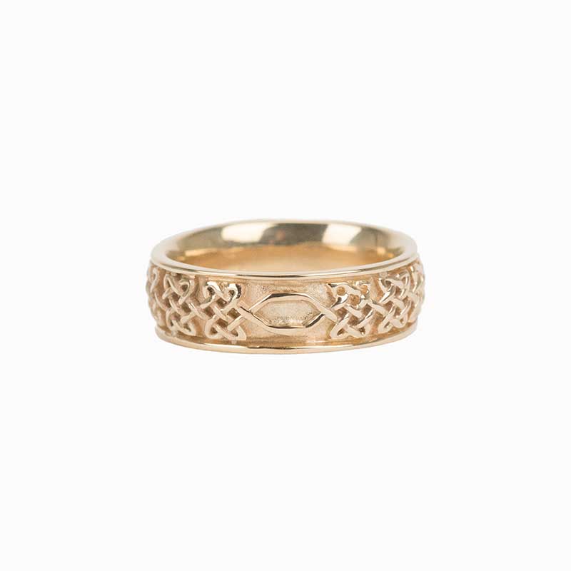 Never Ending Hearts Ring, 14 kt. Yellow Gold.  The endless knot flattens along a small segment at the back  for any future size changes.