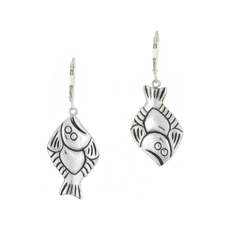 Halibut Earrings by Paul Wagner, Sterling Silver