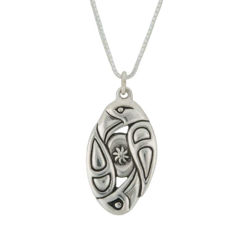 Raven and Eagle Pendant, Sterling Silver