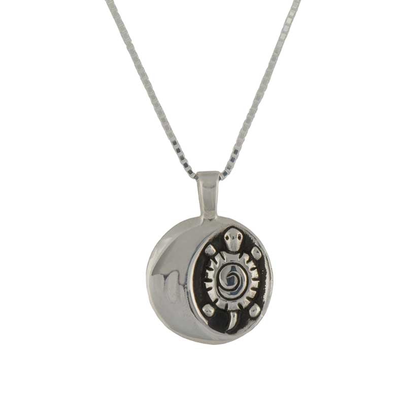September Moon Pendant, Front. Sterling silver, 20 inch sterling chain