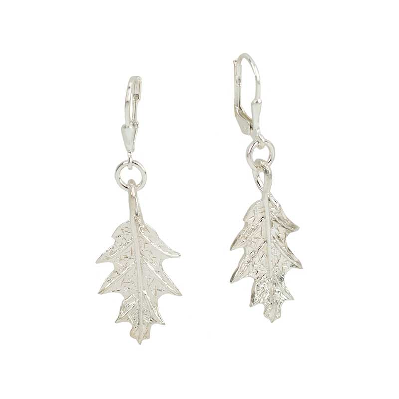 Oak Leaf Earrings, Sterling silver