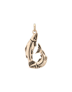 Gold Salmon Hook Pendant