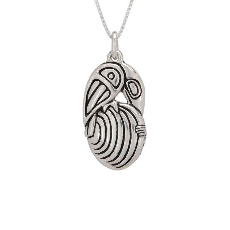 Raven, Clam and 1st People Pendant, Sterling Silver