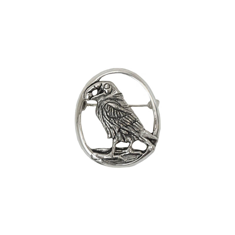Raven Pin, Sterling Silver
