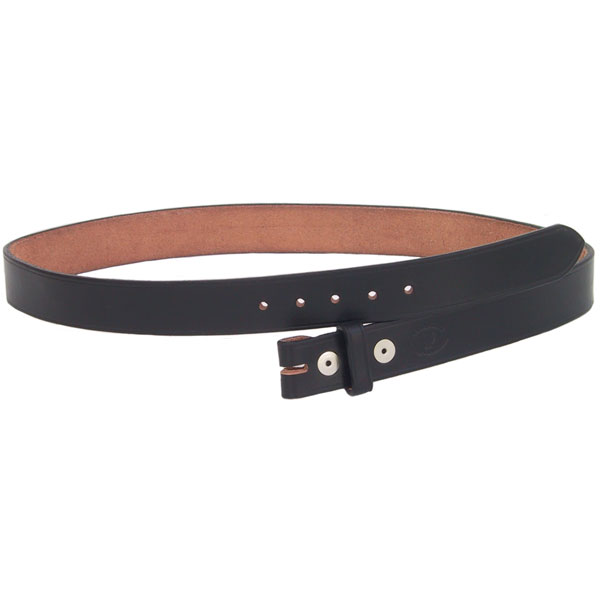 Black Leather Belt, 1.25 inch, No Buckle