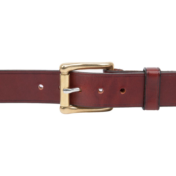 Brown Leather Belt, shown with No. 802-BUCK Plain Brass Buckle