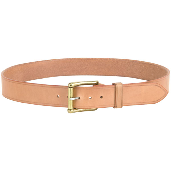Natural Bridle Leather Belt, shown with our #803BUCK Plain Brass Buckle (sold separately.)