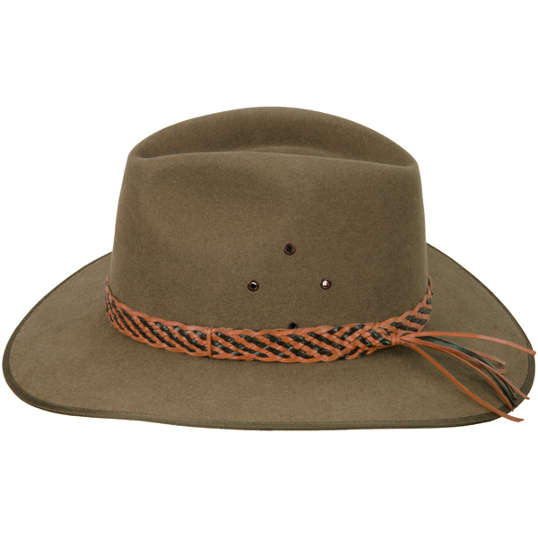 Two Tone Hat Band, Natural Tan Edge, shown on the #1616 Coober Pedy by Akubra