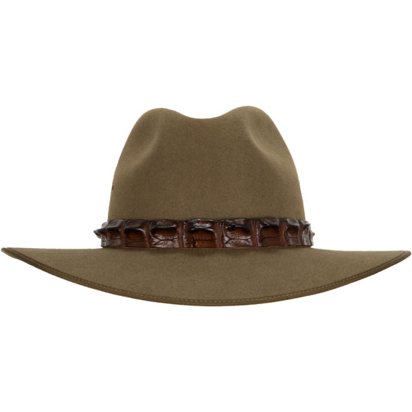 Crocodile Hat Band, shown on the #1616 Coober Pedy Hat by Akubra