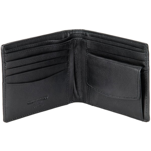 Six Pocket Wallet by Adori, Black :  The wallet has four card slots on one side, two card slots behind the coin purse, two center opening pockets and a full length divided bill compartment.