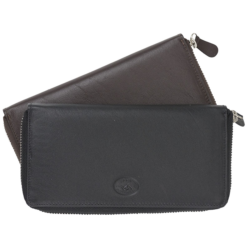 Ladies' Kangaroo Leather Wallet, Brown and Black