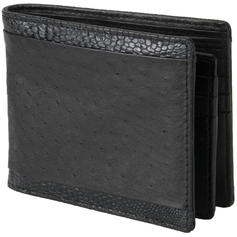 Ten Pocket Wallet, Emu Leather, Black