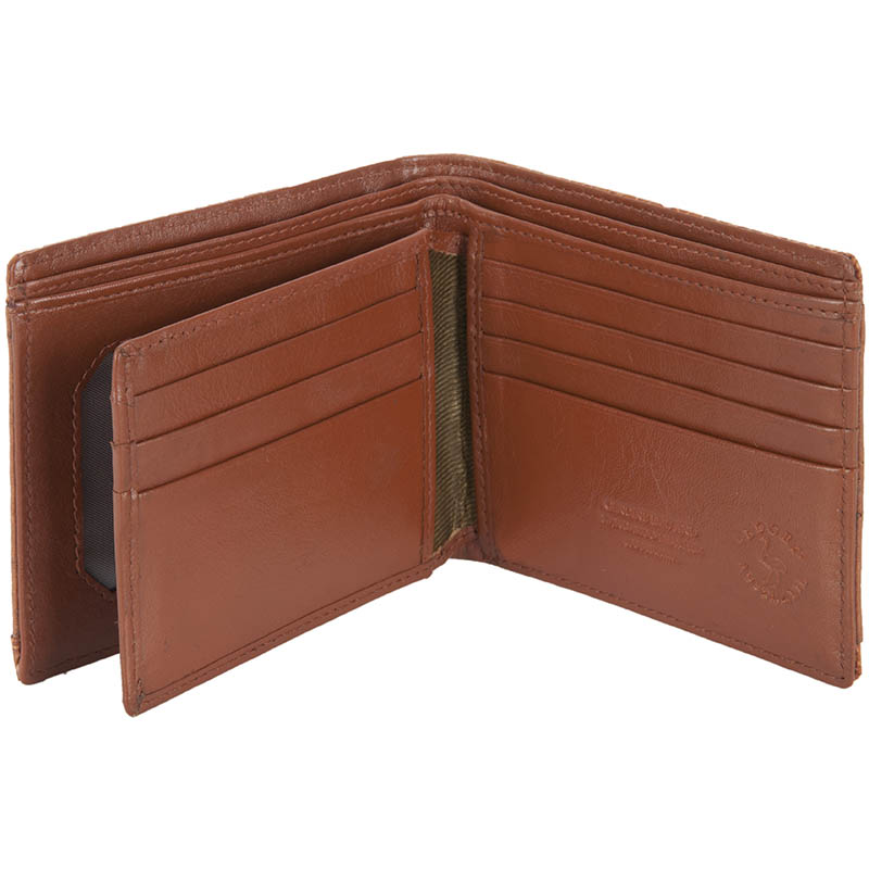 Ten Pocket Wallet, Emu Leather, Tan :  An interior flap has an additional three card slots on each side.