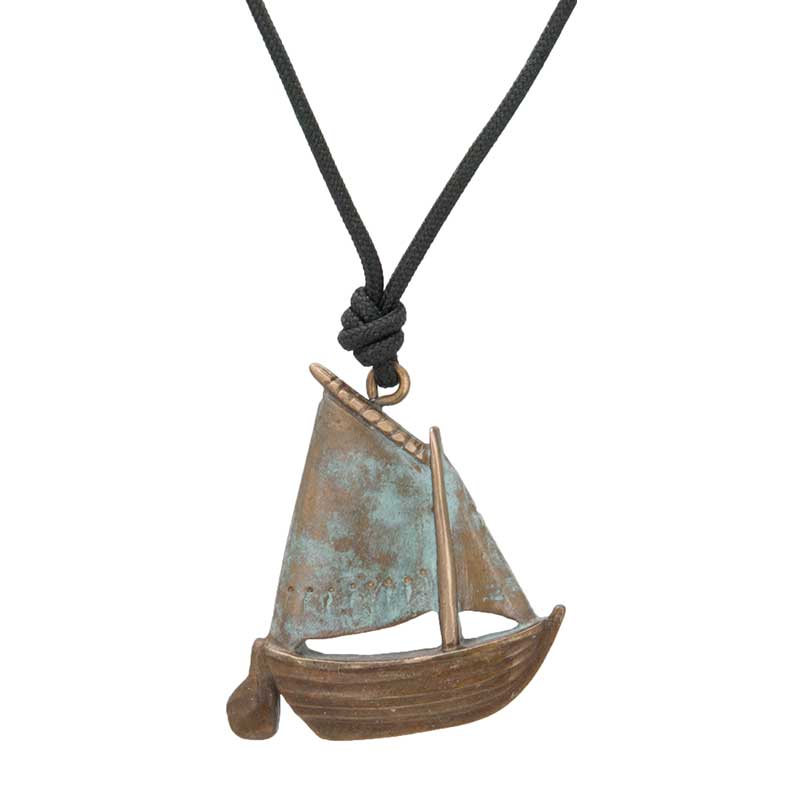 Gaff Rigged Sail Boat Pendant, Bronze