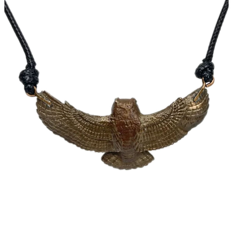 Great Horned Owl Pendant, Bronze, back view