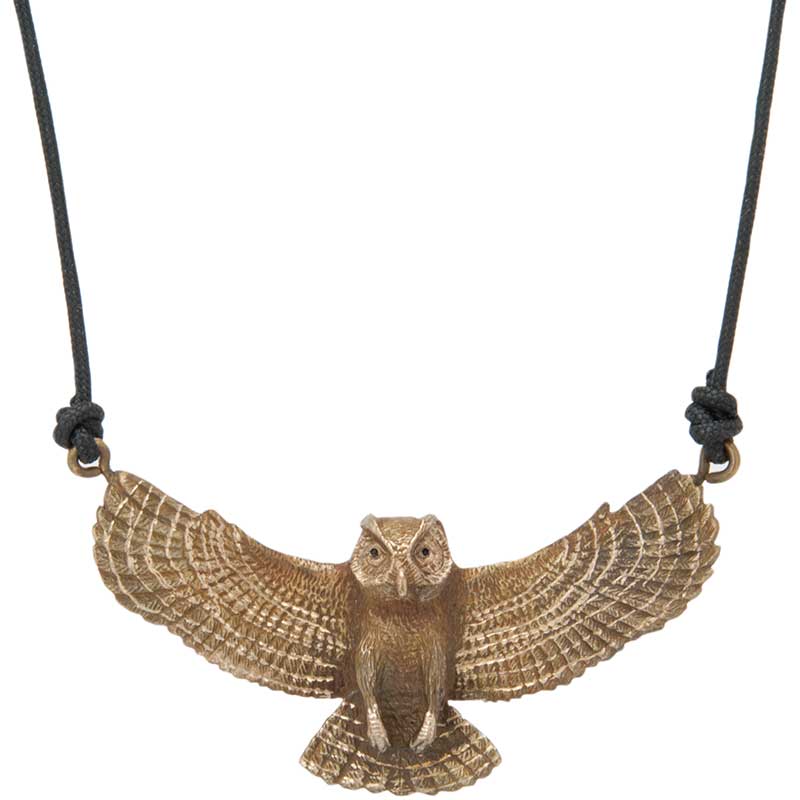 Great Horned Owl Pendant, Bronze