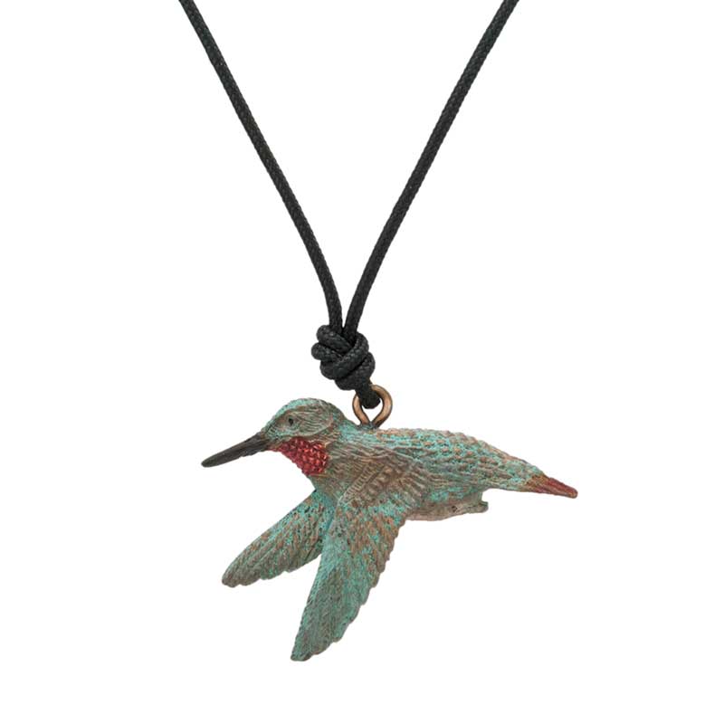 Female Rufous Hummingbird Pendant, Bronze