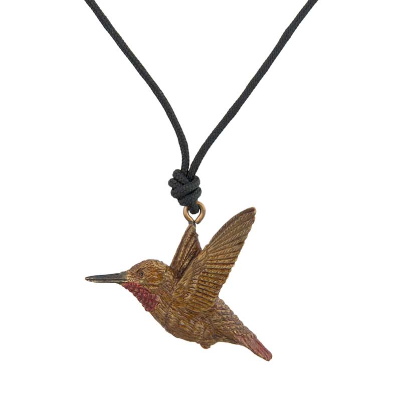 Male Rufous Hummingbird Pendant, Bronze