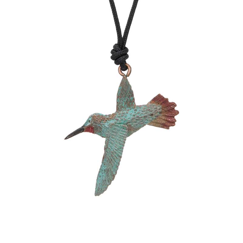 Gliding Rufous Hummingbird Pendant, Bronze