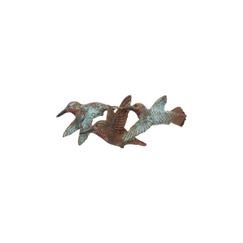 Small 3 Rufous Hummingbirds Pin, Bronze