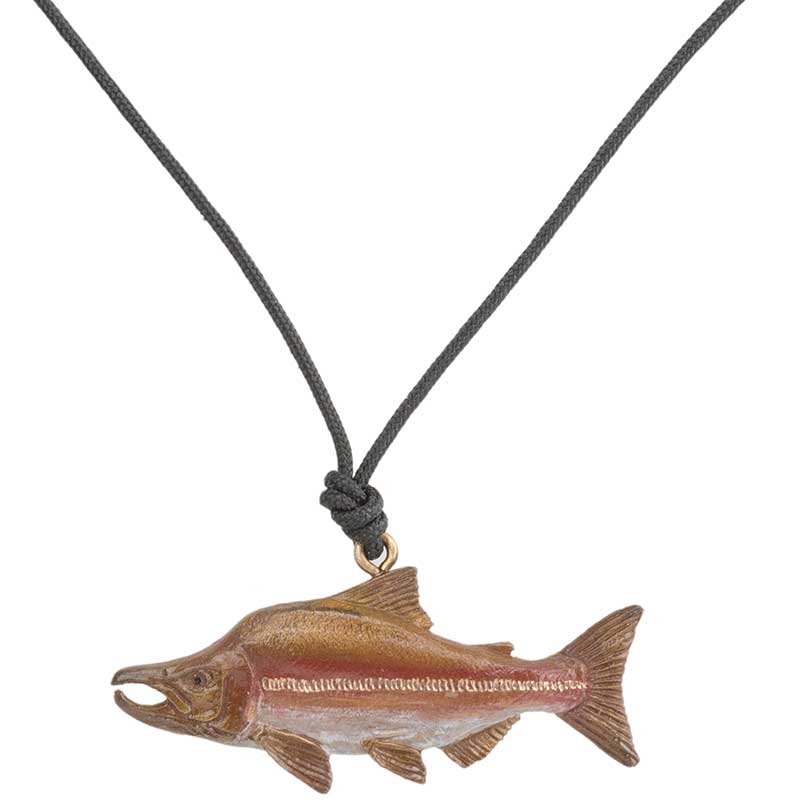 Humpback Salmon Pendant, Bronze