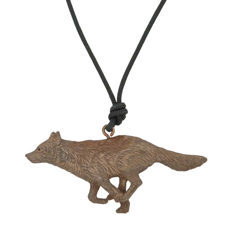 Running Wolf Pendant, Bronze