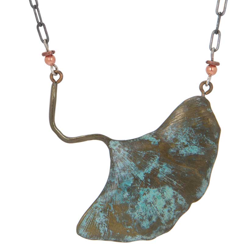 Ginkgo Necklace, Bronze
