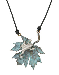 Maple Leaf with Silver Frog Pendant