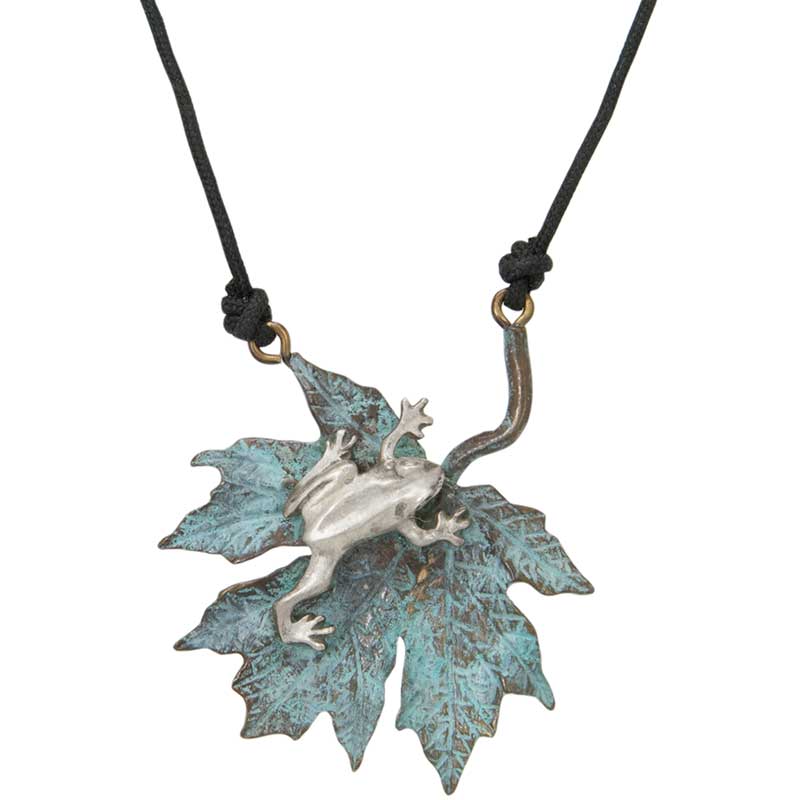 Maple Leaf with Silver Frog Pendant