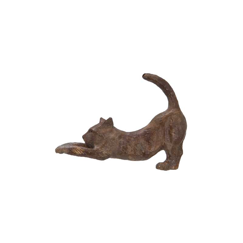 Stretching Cat Pin, Bronze