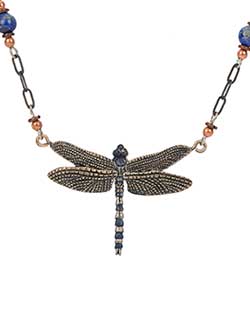Blue Dragonfly 6 Beaded Necklace
