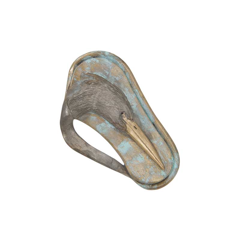 Heron Bas Relief Pin, Bronze