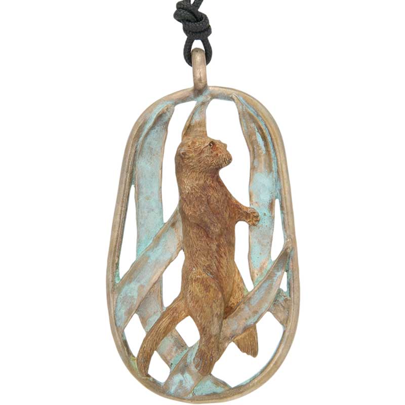 Otter in Kelp Pendant, Bronze