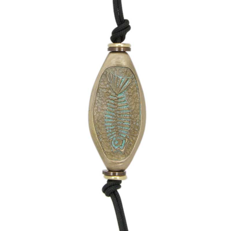 Salmon Amulet Zipper Pull : The reverse side features the salmon's bones.
