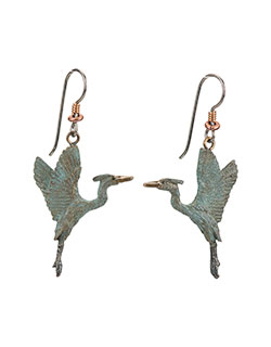 Heron Rising Earrings, Fishhook