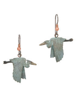 Heron in Flight Earrings, Fishhook